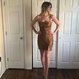 Brand New Silk brown slip dress size small